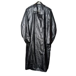 Nasty Gal Glossy Black Long Trench Coat Faux Leather Like New Woman's 2